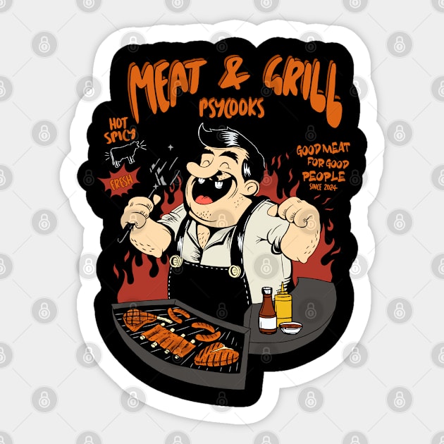 Meat and grill tshirt logo and artwork Sticker by Obelixstudio